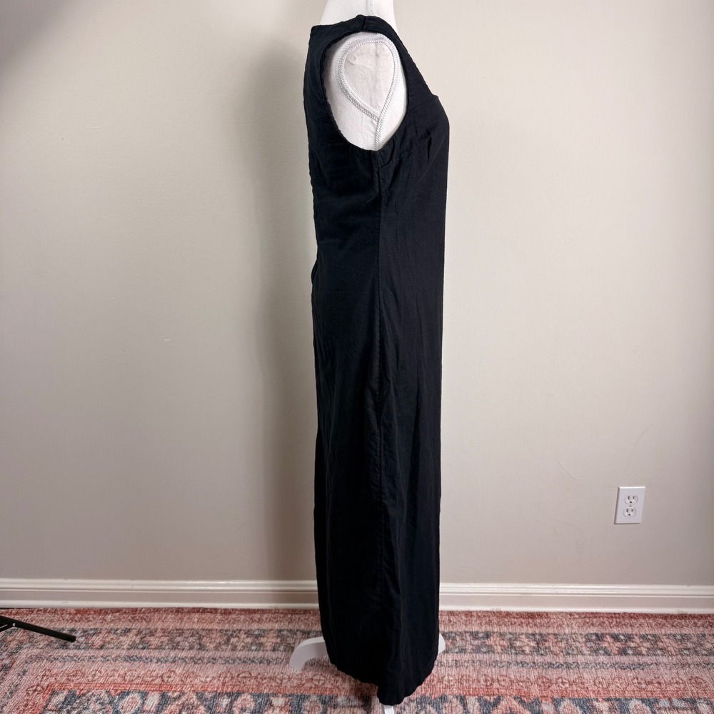 Abercrombie & Fitch Black Linen Blend Square Neck Shift Maxi Dress Sleeveless Sm - Picture 4 of 15